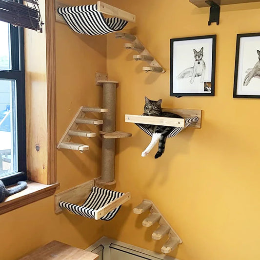 PawHut Four-Piece Cat Shelf: A Space-Saving Adventure Haven for Your Feline Friend
