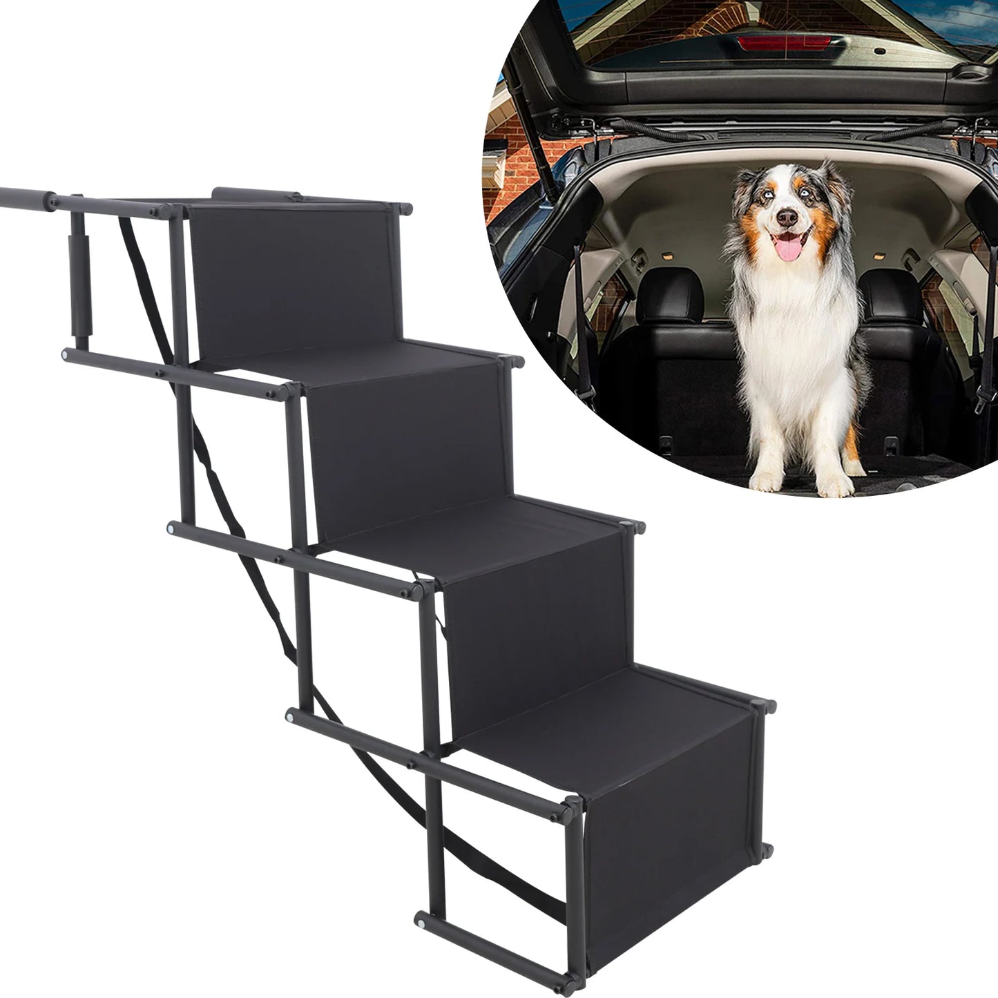 Moushou Pets & Co.ᵀᴹ Dogs 4 Step Portable Stairs Ramp