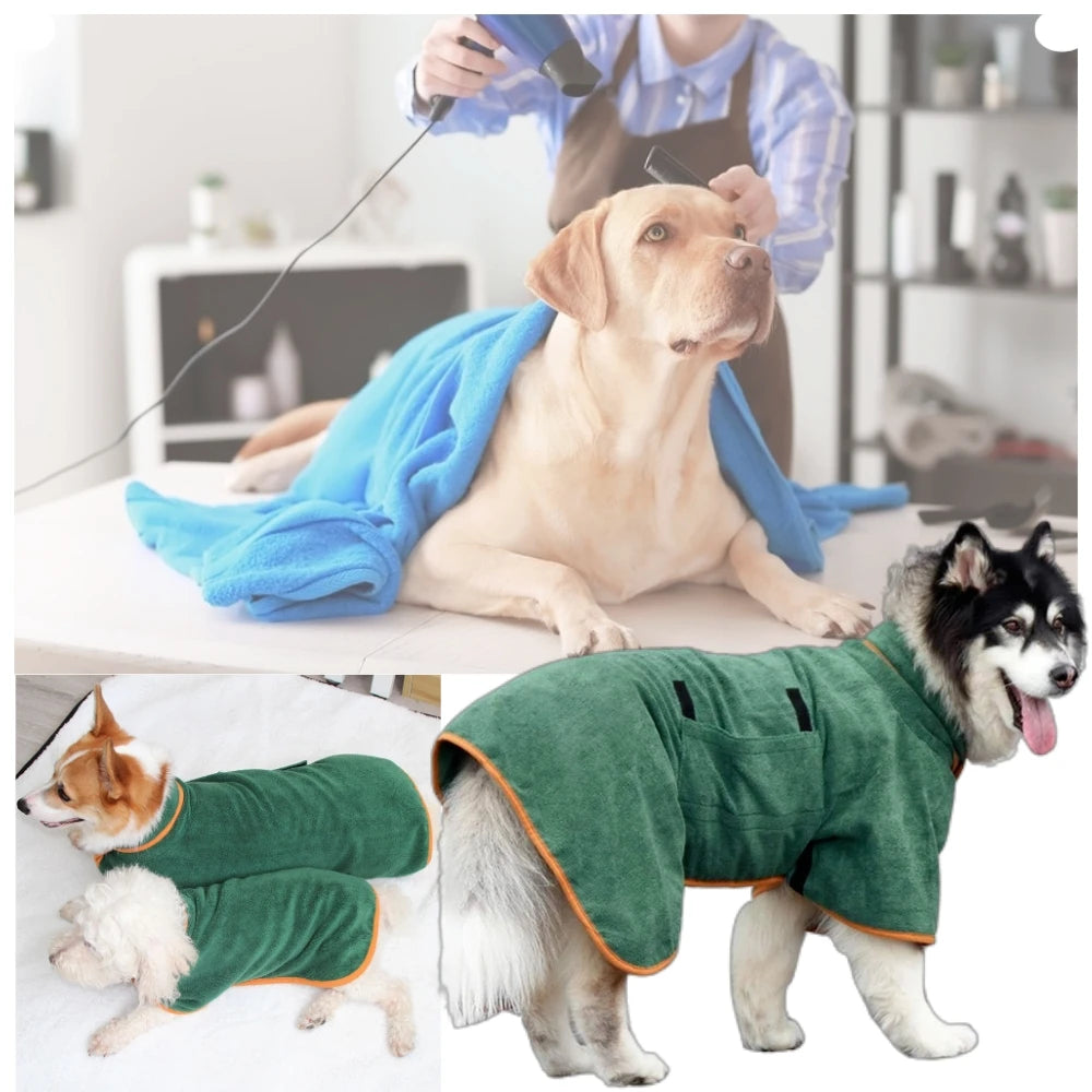 Moushou Pets & Co.ᵀᴹ Pet Drying Coat Absorbent Bathrobe Towel