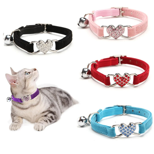 Cat Collar Heart Charm with Bell Safety