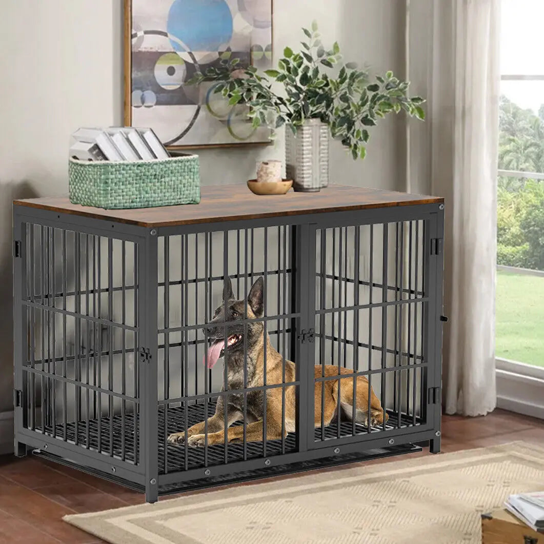 Moushou Pets & Co.ᵀᴹ  Furniture Style Dog Crate Metal and Wood