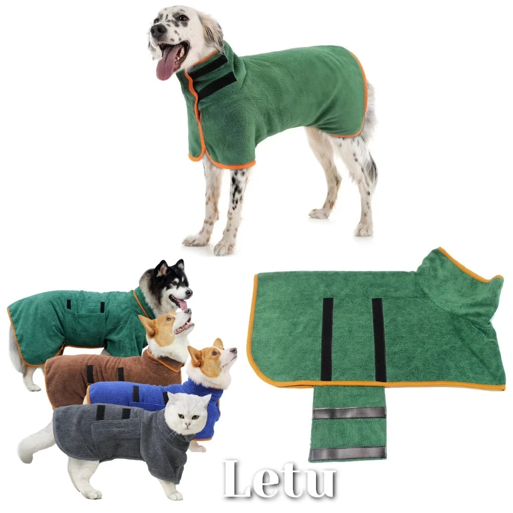 Moushou Pets & Co.ᵀᴹ Pet Drying Coat Absorbent Bathrobe Towel