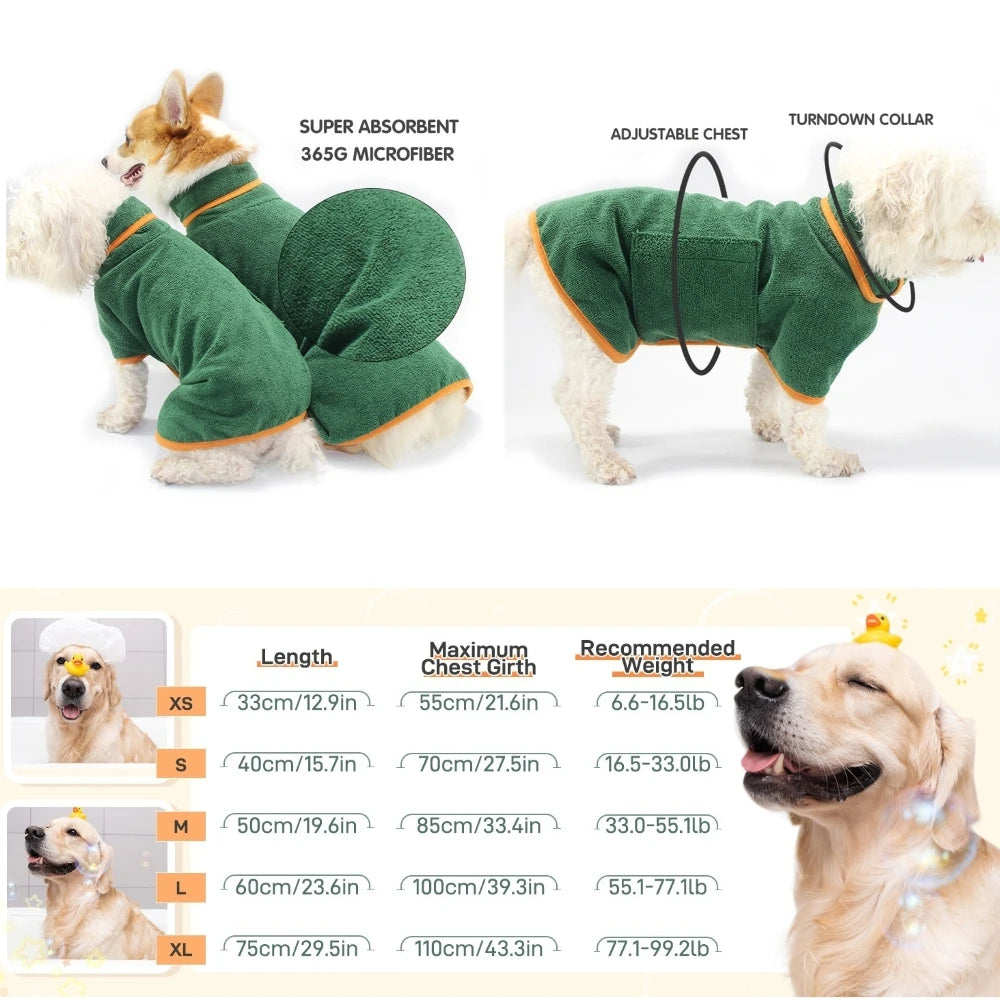 Moushou Pets & Co.ᵀᴹ Pet Drying Coat Absorbent Bathrobe Towel